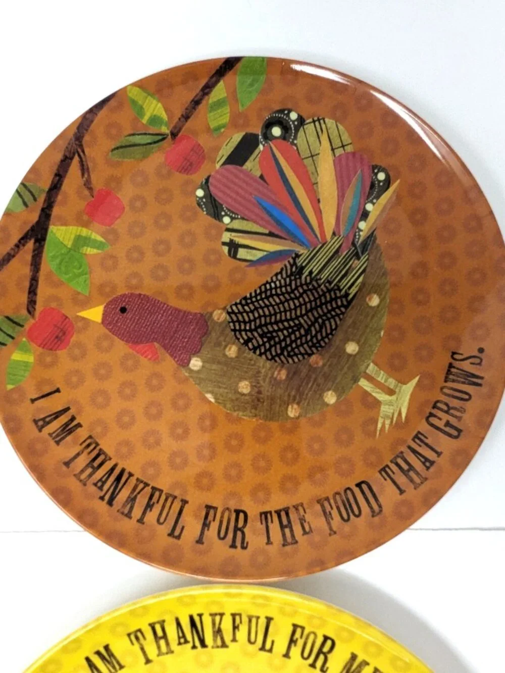 Pottery Barn Kids Thanksgiving Melamine Plates Turkey Thankful For Set Of 4